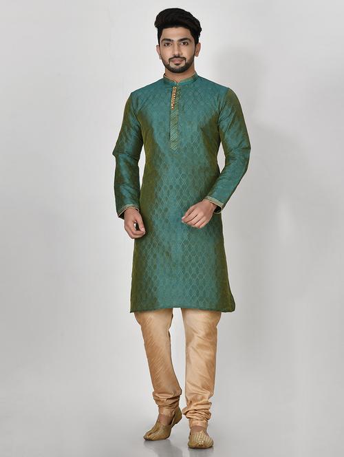rama green silk blend kurta pyjama ethnic wear set - 20881347 - Very Small Image - 1
