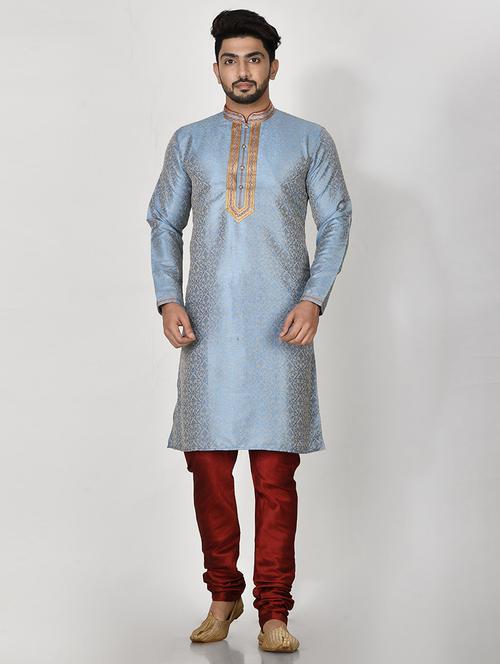 firoza silk blend kurta pyjama ethnic wear set - 20881355 - Very Small Image - 1