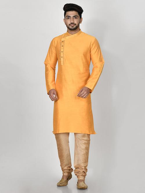 yellow silk blend kurta pyjama ethnic wear set - 20881363 - Very Small Image - 1