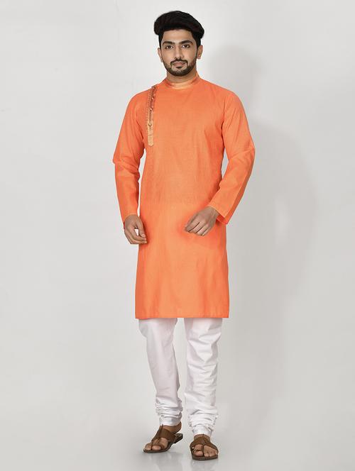 orange cotton kurta pyjama ethnic wear set - 20881379 - Very Small Image - 1