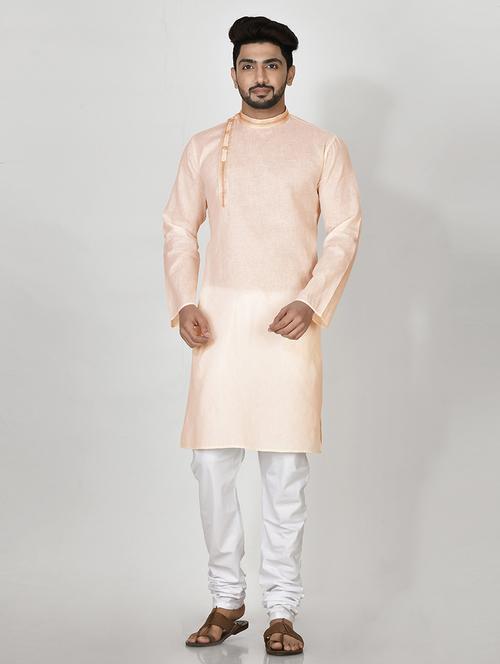 cream cotton kurta pyjama ethnic wear set - 20881381 - Very Small Image - 1
