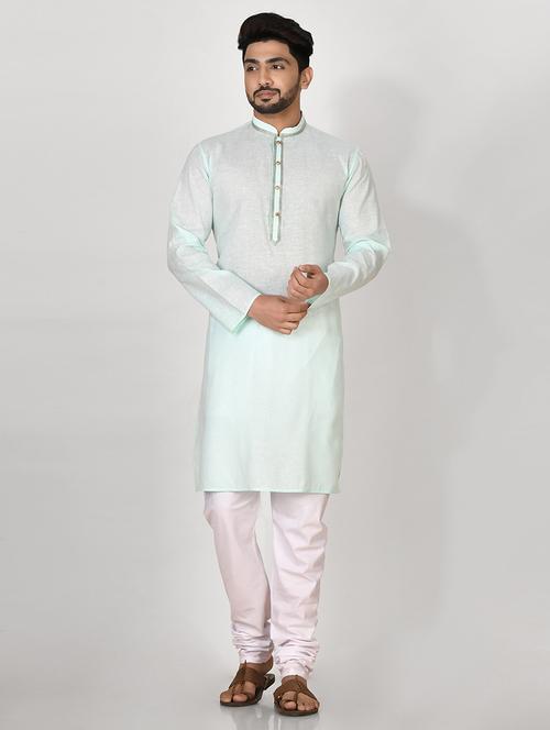 sea green cotton kurta pyjama ethnic wear set - 20881389 - Very Small Image - 1