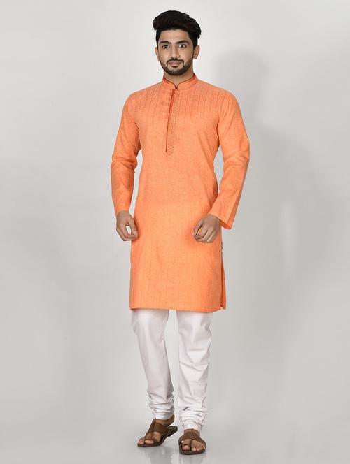 orange cotton kurta pyjama ethnic wear set - 20881397 - Very Small Image - 1