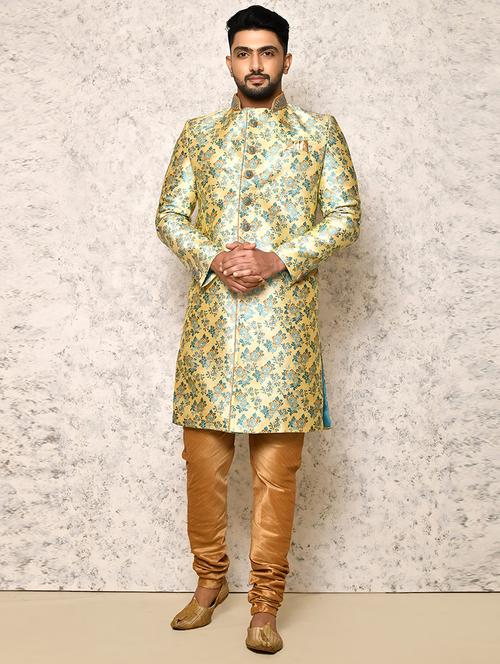 firoza silk blend sherwani ethnic wear set - 20881456 - Very Small Image - 1