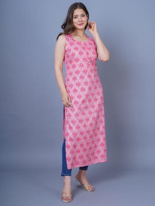 pink sleeveless straight kurta - 20881858 - Very Small Image - 1