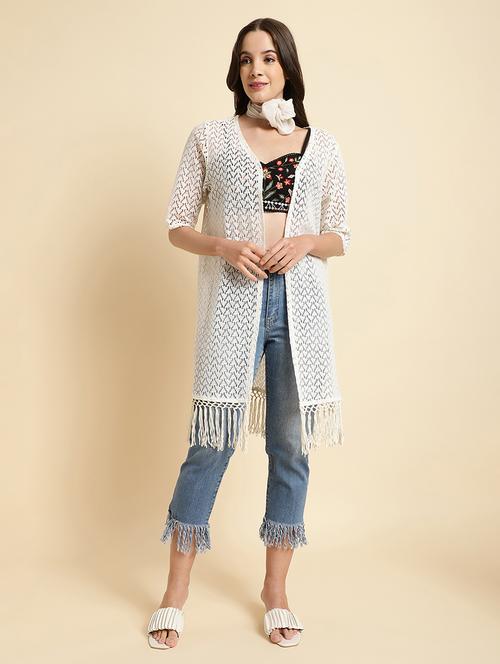 women off-white self-designed regular shrug - 20884867 - Very Small Image - 1