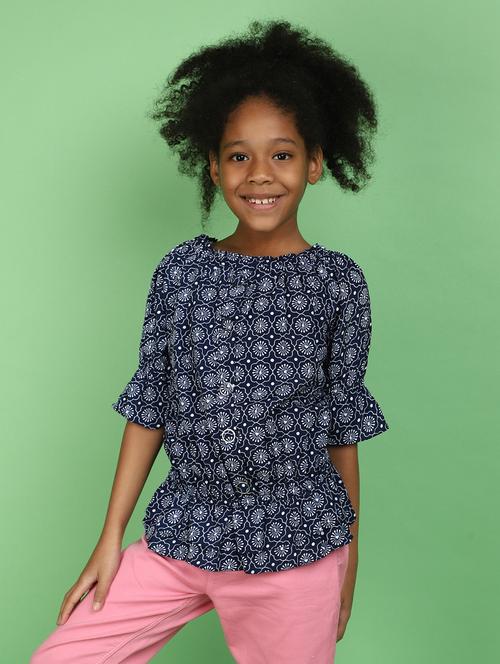 girls blue printed top - 20884929 - Very Small Image - 1