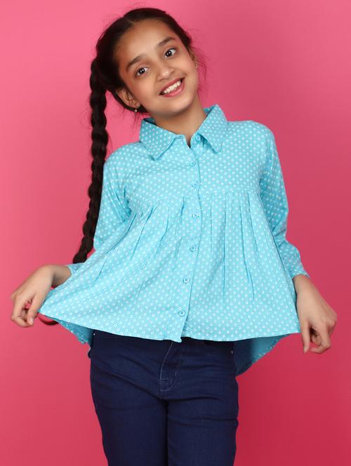 girls light blue printed casual top - 20884931 - Very Small Image - 1