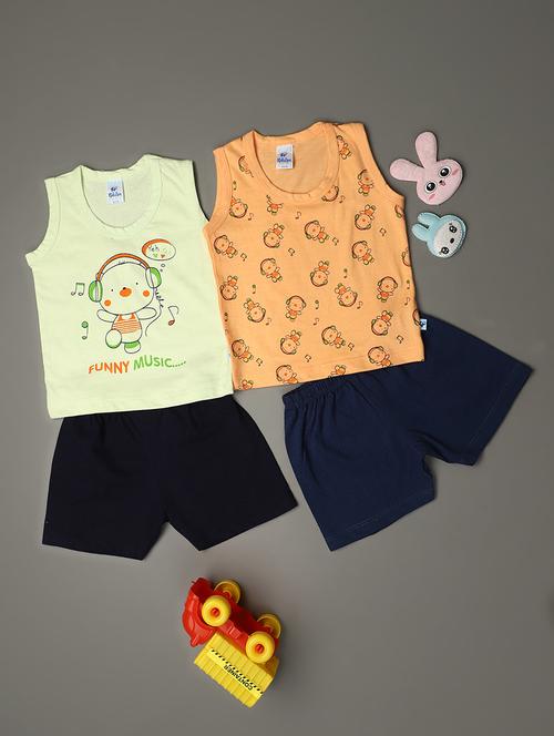 kids printed cotton shorts twin set combo - 20885046 - Very Small Image - 1