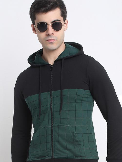 green cotton blend color block sweatshirt - 20885332 - Very Small Image - 1