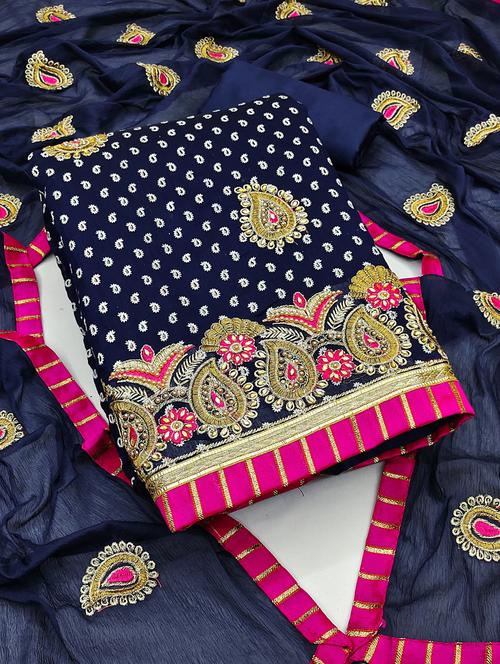embroidered unstitched suit set - 20886124 - Very Small Image - 1