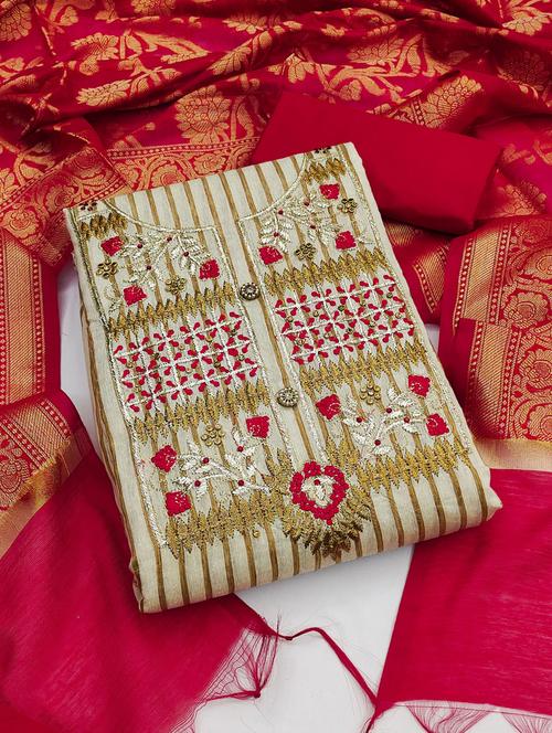 embroidered unstitched suit - 20886141 - Very Small Image - 1