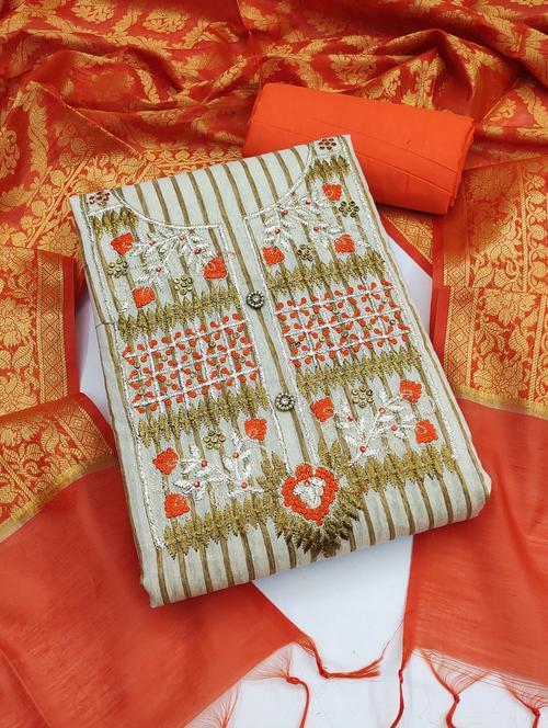 embroidered unstitched suit - 20886143 - Very Small Image - 1