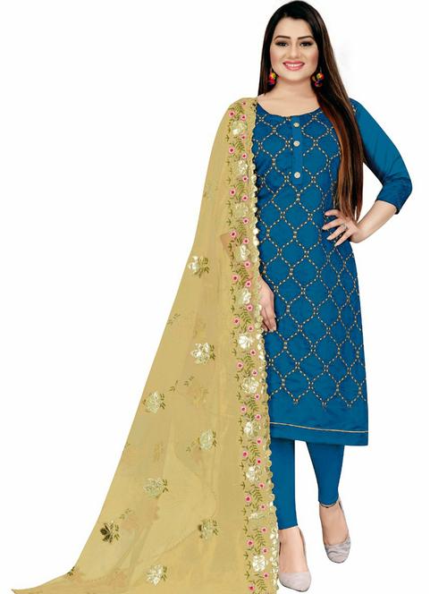 embroidered unstitched suit set - 20886151 - Very Small Image - 1