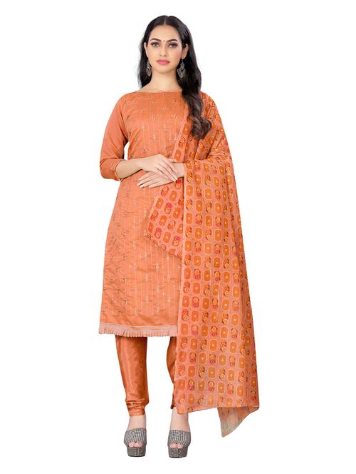 women orange embroidered unstitched suit - 20886311 - Very Small Image - 1