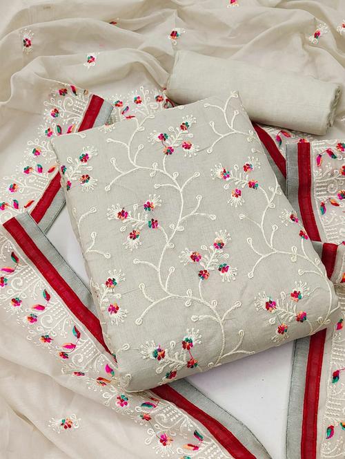 embroidered unstitched suit set - 20886332 - Very Small Image - 1