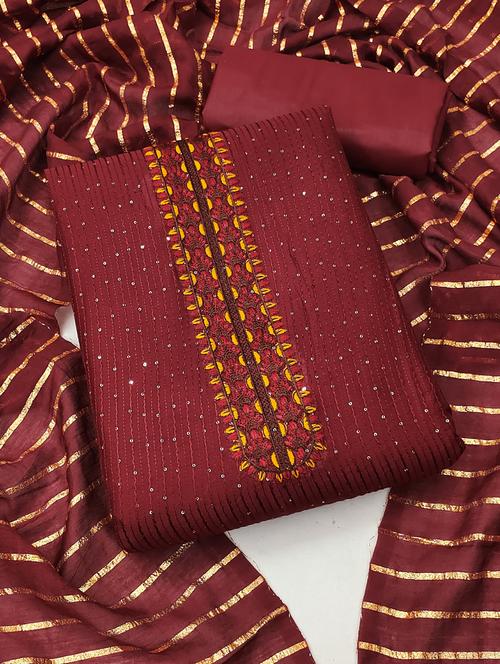 embroidered unstitched suit - 20886345 - Very Small Image - 1