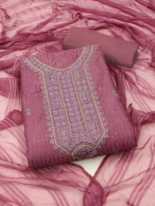 embroidered unstitched suit set - 20886402 - Very Small Image - 1