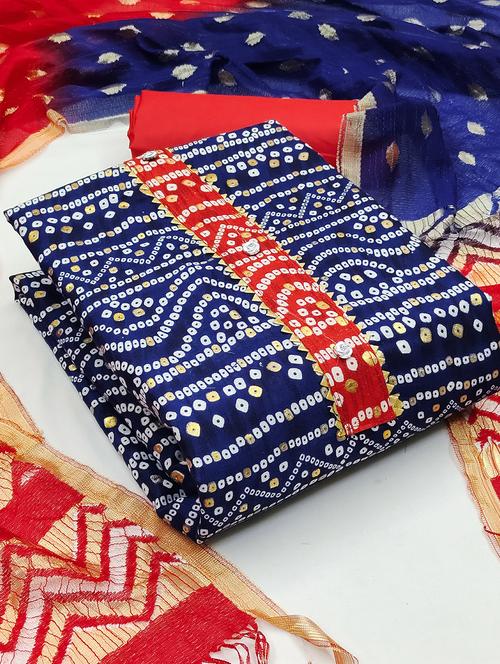 bandhani printed unstitched suits - 20886499 - Very Small Image - 1