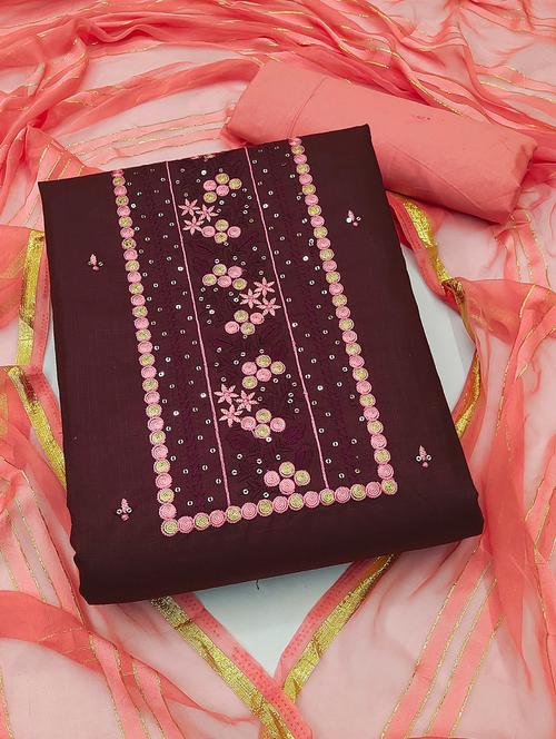 embroidered unstitched suit set - 20886574 - Very Small Image - 1