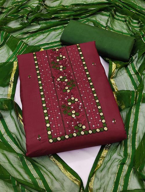 embroidered unstitched suit set - 20886575 - Very Small Image - 1