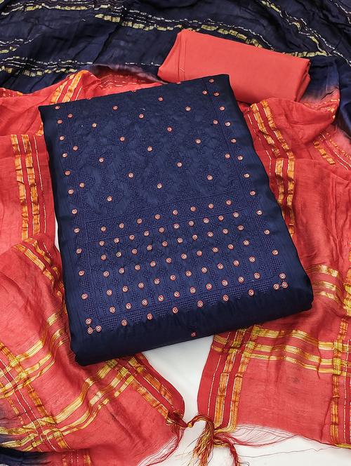 embroidered unstitched suit set - 20886654 - Very Small Image - 1