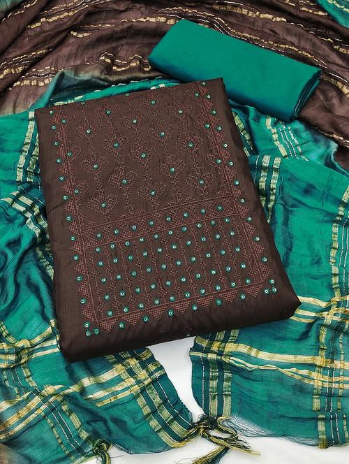embroidered unstitched suit set - 20886655 - Very Small Image - 1