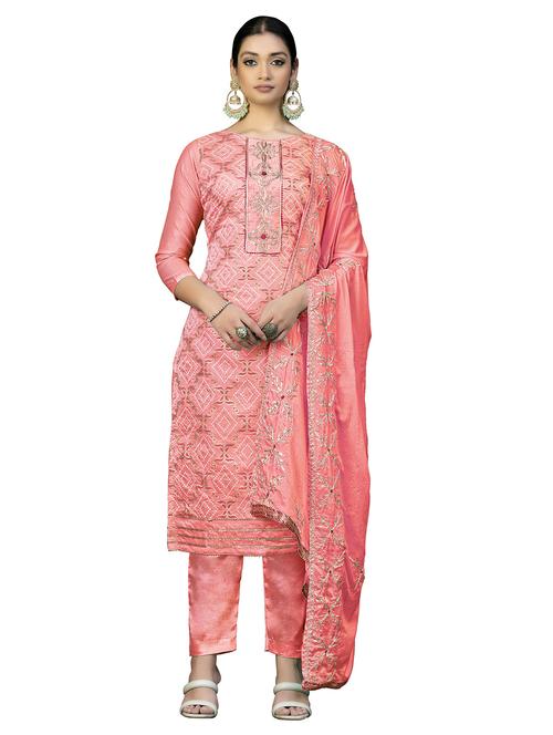 women bandhani printed unstitched suit set - 20887438 - Very Small Image - 1