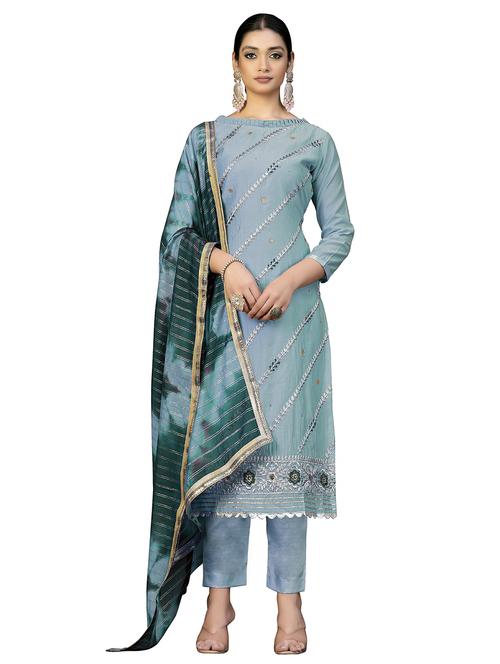 embroidered unstitched suit - 20887467 - Very Small Image - 1