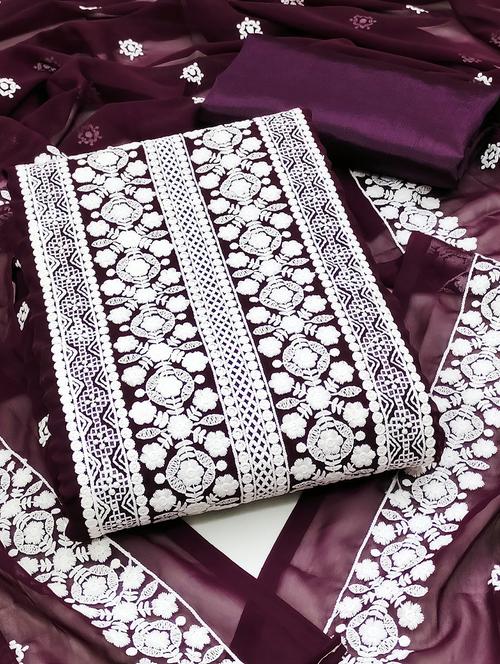 embroidered unstitched suit set - 20887542 - Very Small Image - 1