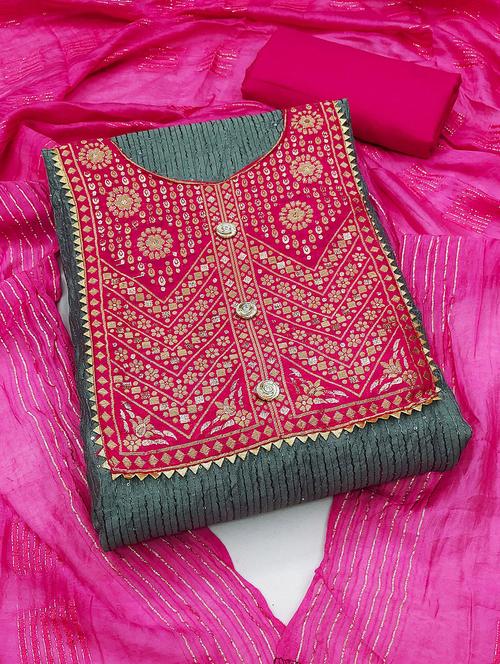 embroidered unstitched suit set - 20887575 - Very Small Image - 1