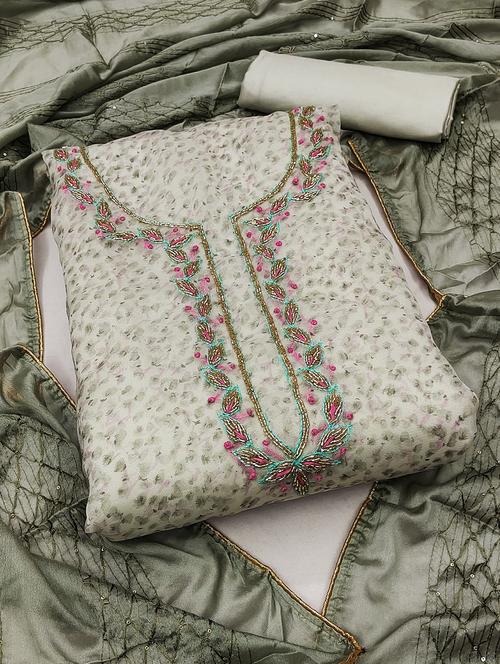 embroidered unstitched suit - 20887609 - Very Small Image - 1