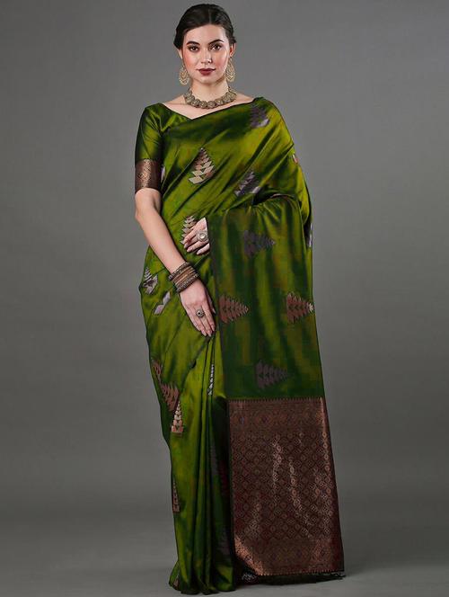 women zari work kanjivaram saree with blouse - 20888790 - Very Small Image - 1