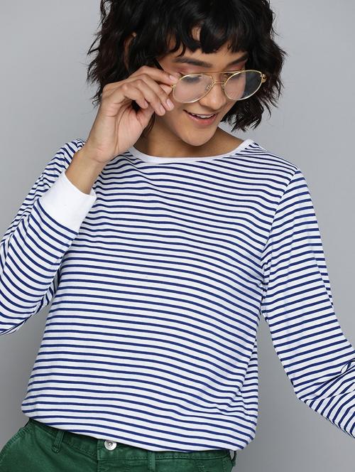 blue cotton blend striped t-shirt - 20889107 - Very Small Image - 1