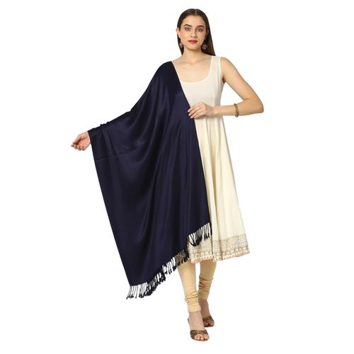 navy blue viscose stole - 20890141 - Very Small Image - 1