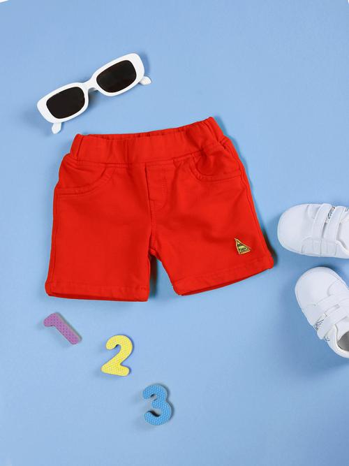 red loop knit shorts & three fourth - 20892187 - Very Small Image - 1