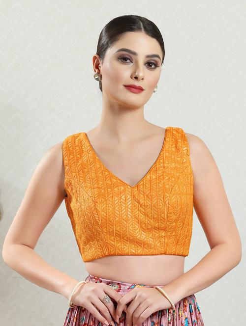 mustard jacquard embroidered blouse - 20892620 - Very Small Image - 1