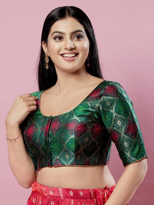 bottle green brocade blouse - 20892654 - Very Small Image - 1