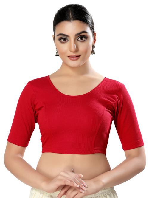 red cotton solid blouse - 20892691 - Very Small Image - 1