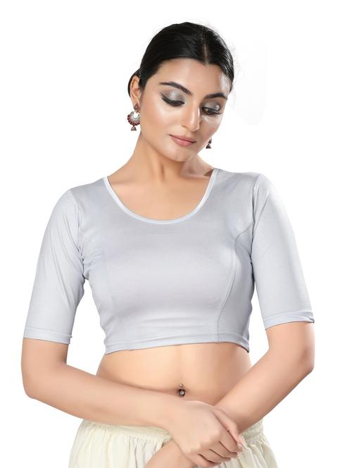 silver solid blouse - 20892699 - Very Small Image - 1