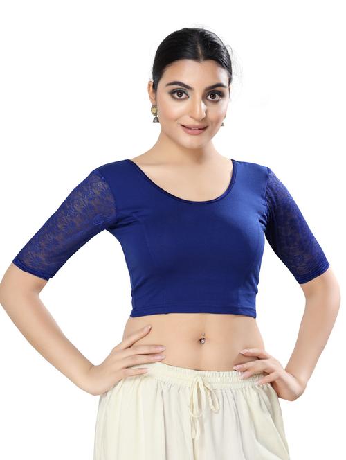 blue cotton solid blouse - 20892701 - Very Small Image - 1