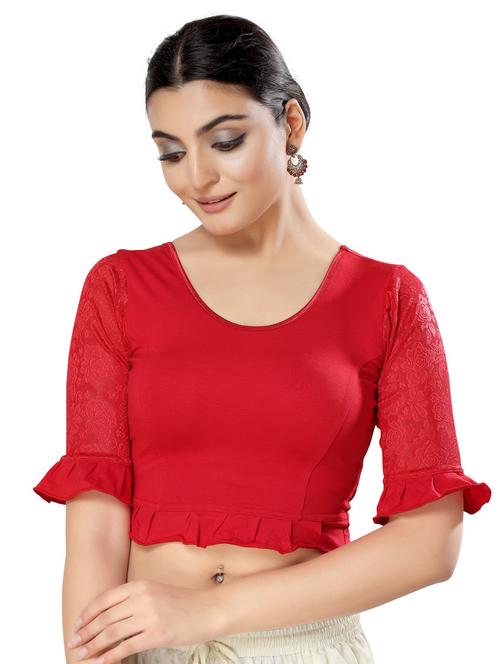 red cotton solid blouse - 20892723 - Very Small Image - 1