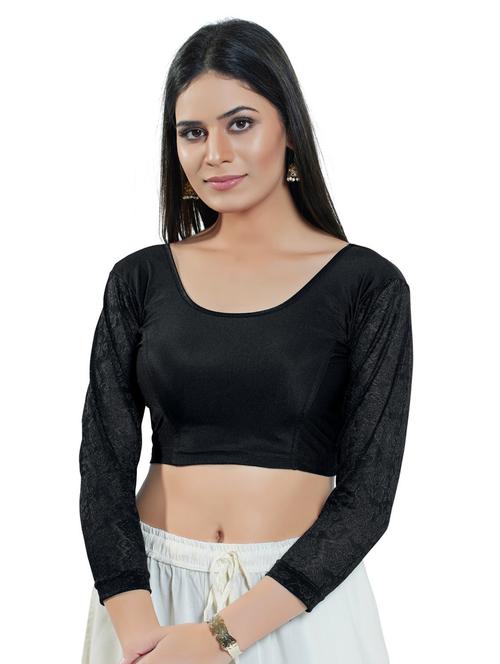 black cotton solid blouse - 20892758 - Very Small Image - 1