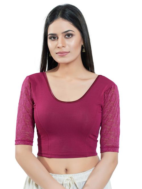 magenta cotton solid blouse - 20892768 - Very Small Image - 1