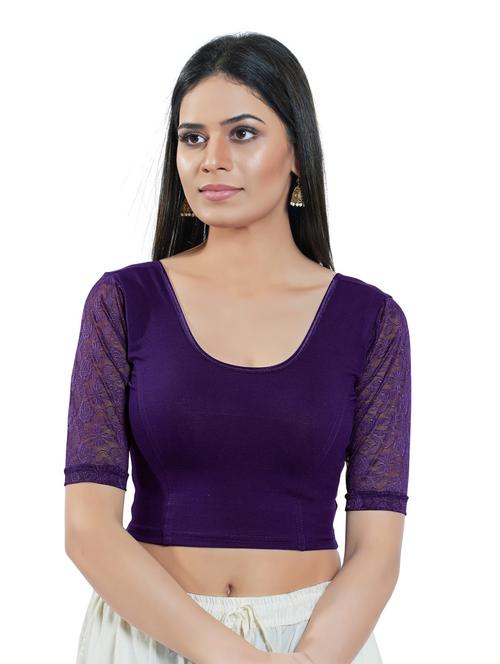 purple cotton solid blouse - 20892772 - Very Small Image - 1