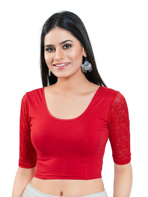 red cotton solid blouse - 20892774 - Very Small Image - 1