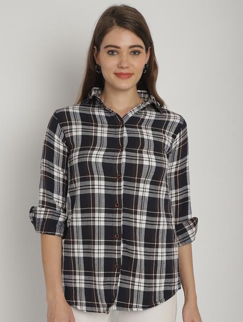 blue checked printed regular shirt - 20893579 - Very Small Image - 1