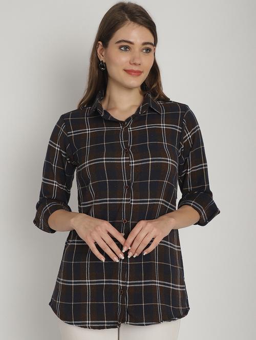 women checkered long sleeve shacket - 20893674 - Very Small Image - 1