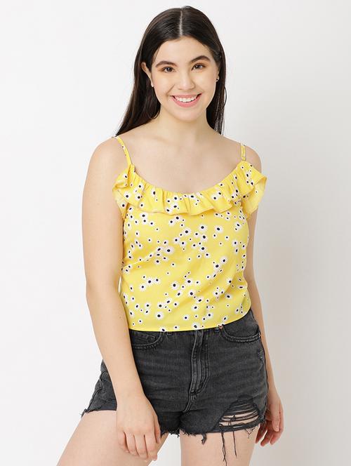yellow floral printed detailed regular top - 20893732 - Very Small Image - 1