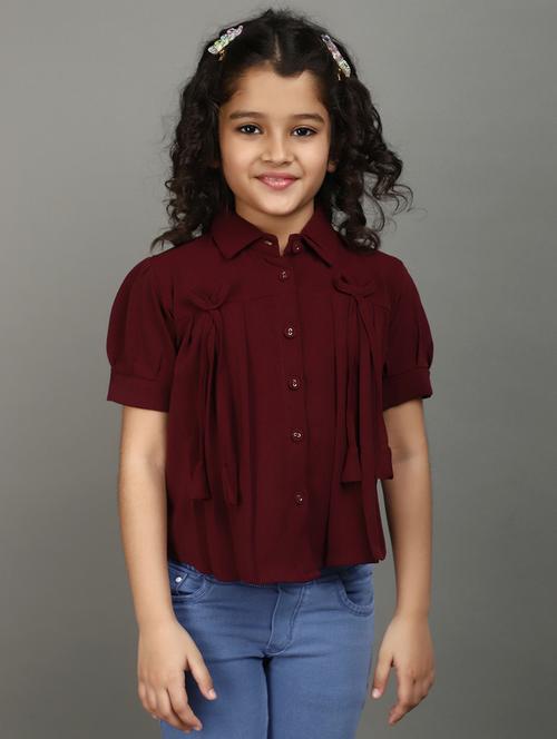 girls maroon solid top - 20893819 - Very Small Image - 1